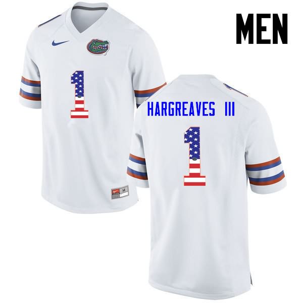 Men's NCAA Florida Gators Vernon Hargreaves III #1 Stitched Authentic USA Flag Fashion Nike White College Football Jersey NJW7865EQ